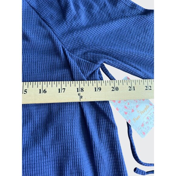 Free People Womens Bondi Thermal Long Sleeve Blouson True Blue Medium - Picture 4 of 16